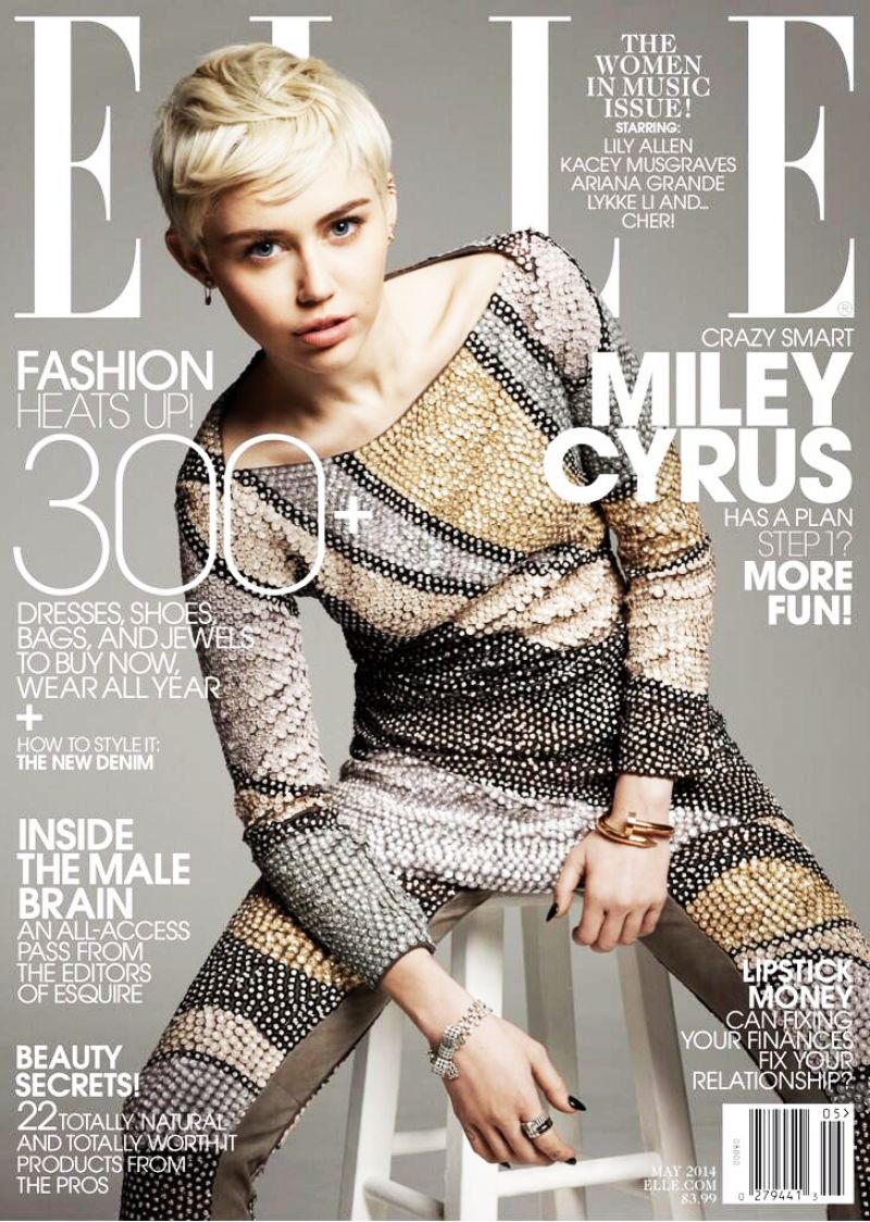 MILEY CYRUS on the Cover Elle Magazine, May 2014 Issue - HawtCelebs