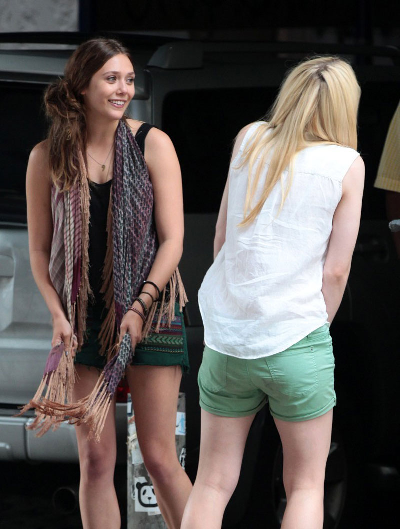 Dakota Fanning And Elizabeth Olsen On The Very Good Girls Set In New York Hawtcelebs