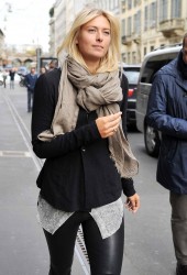 MARIA SHARAPOVA in Leather Pants Out and About in Milan – HawtCelebs