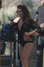 LEA MICHLE in Swimsuit at a Music Video Set in Los Angeles