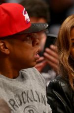 BEYONCE and Jay Z at Brooklyn Nets Basketball Game