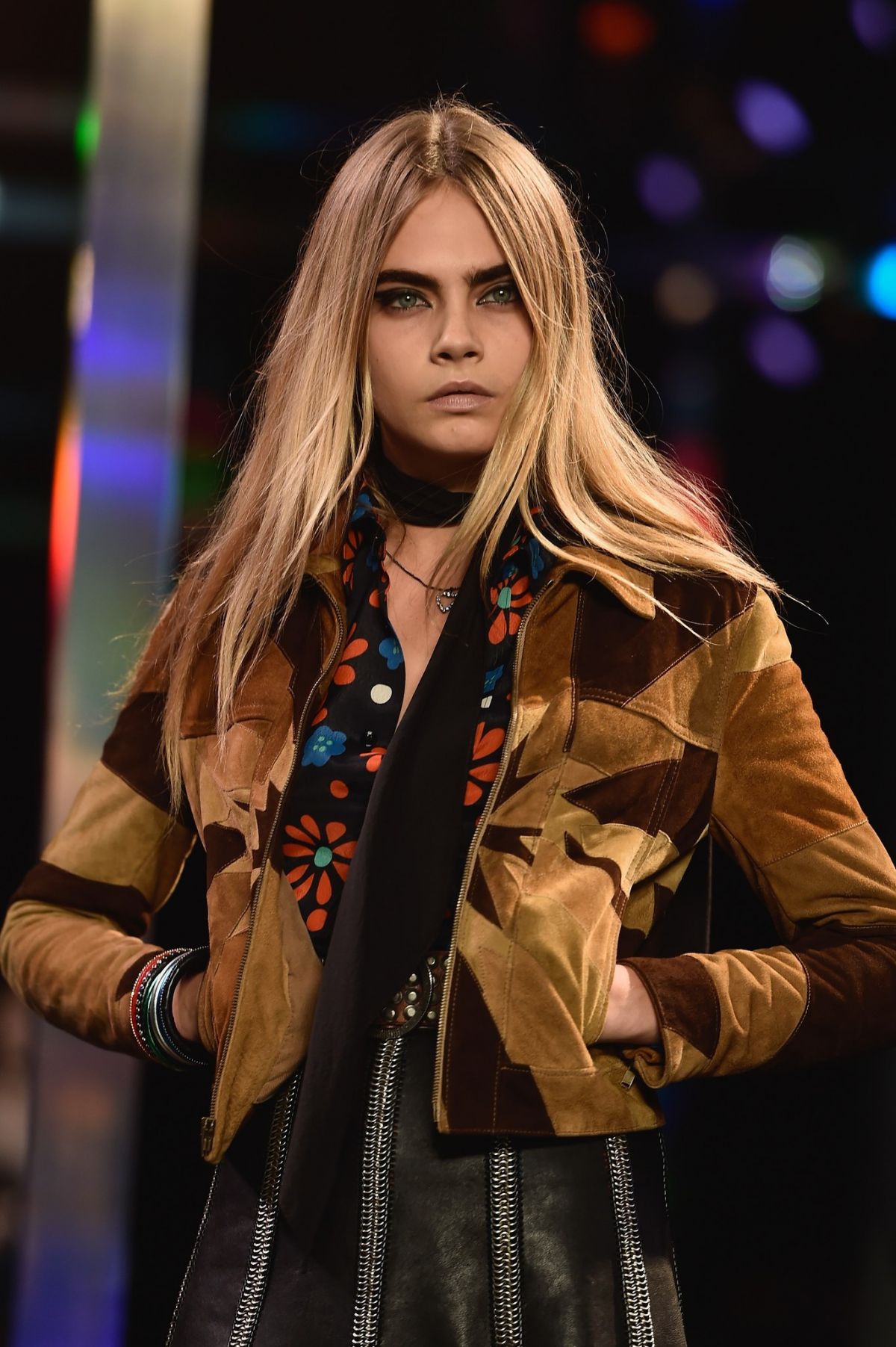 CARA DELEVINGNE on the Runway of Saint Laurent Fashion Show in Paris