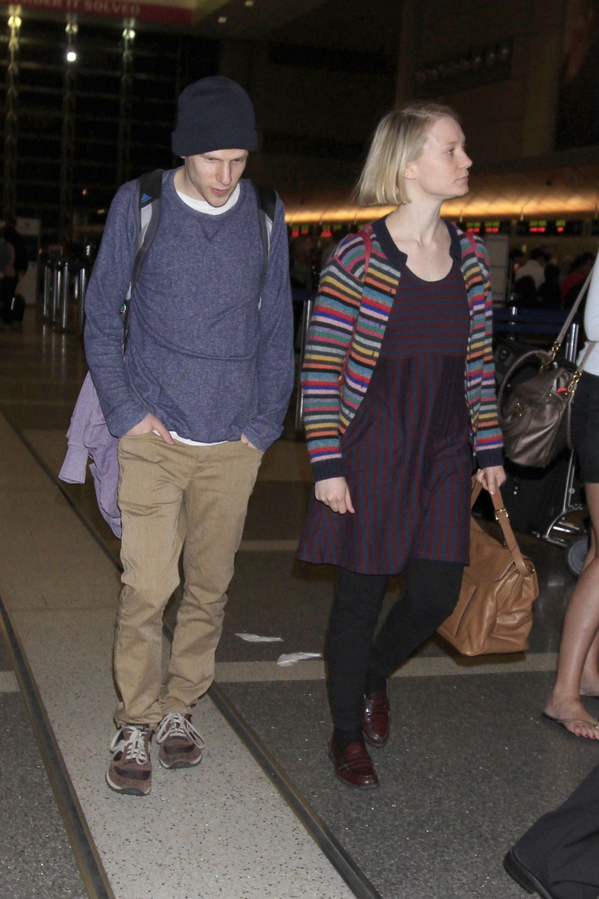 Mia Wasikowska And Jesse Eisenberg Arrives At Lax Airport In Los Angeles 1 