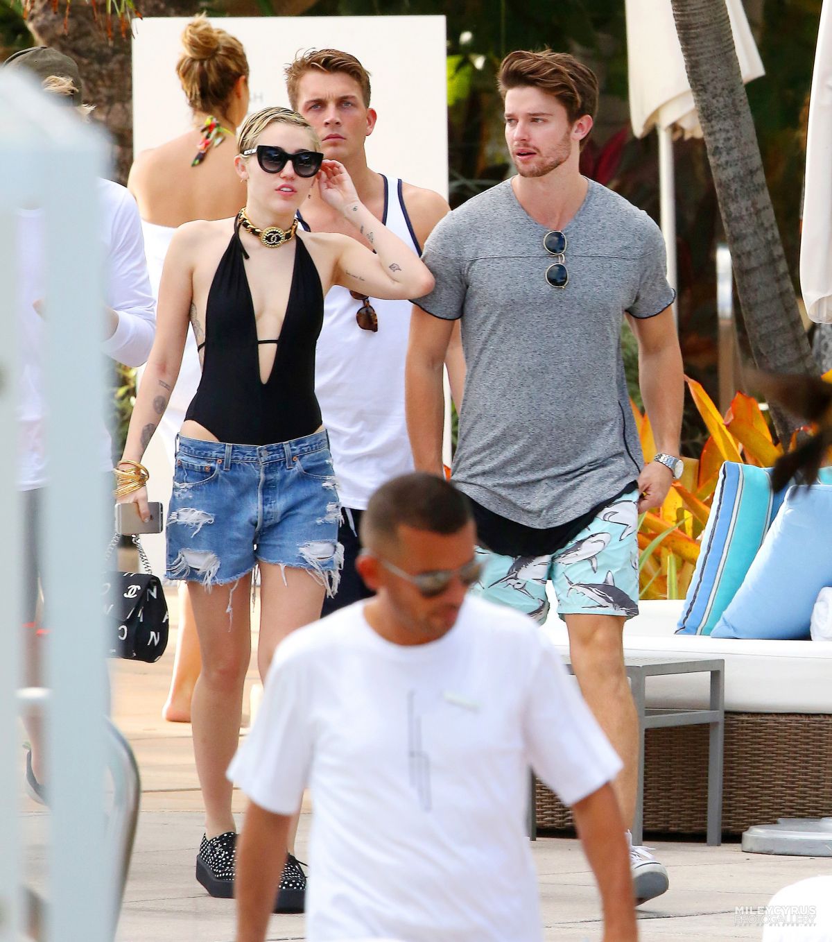 Miley Cyrus And Patrick Schwarzenegger At A Pool In Miami Hawtcelebs