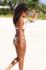 LEIGH-ANNE PINNOCK in White Bikini on the Beach in Barbados 0801