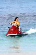 LIZZIE CUNDY in Yellow Bikini at a Beach in Barbados 12/28/2015
