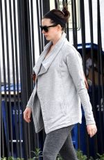 Pregnant ANNE HATHAWAY Leaves a Gym in West Hollywood 01/14/2016
