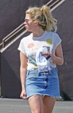 ASHLEY BENSON in Denim Skirt Out in West Hollywood 06/17/2016