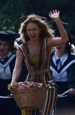 LILY JAMES on the Set of Mamma Mia: Here We Go Again 08/24/2017
