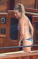 SIENNA MILLER in Bikini at a Boat in Portofino 07/22/2018