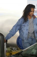 JASMINE TOOKES in Double Denim at LAX Airport in Los Angeles 09/24/2018