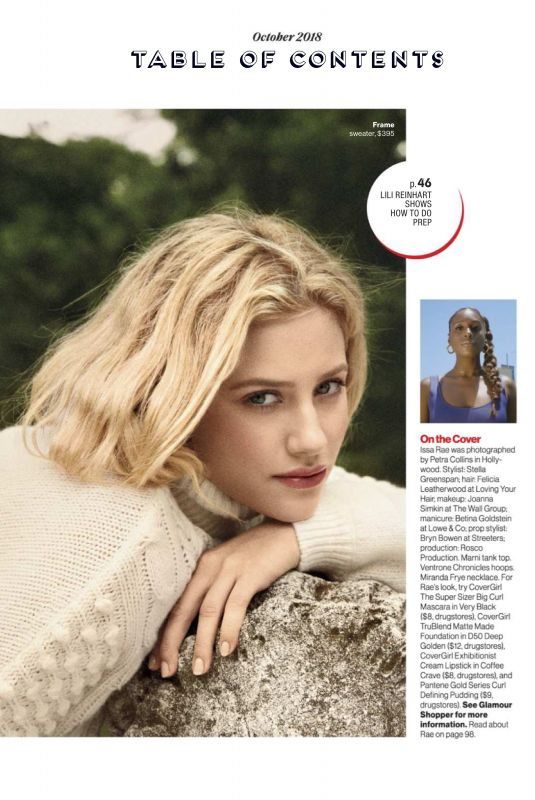 LILI REINHART in Glamour Magazine, October 2018 Issue