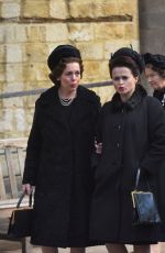 OLIVIA COLEMAN and HELENA BONHAM CARTER on the Set of The Crown in Wincester 09/18/2018