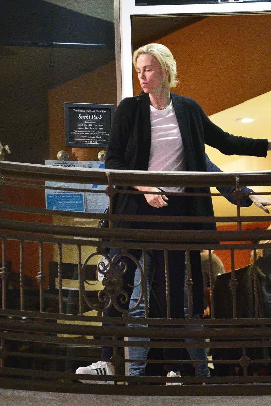 CHARLIZE THERON Out for Dinner in Los Angeles 10/12/2018