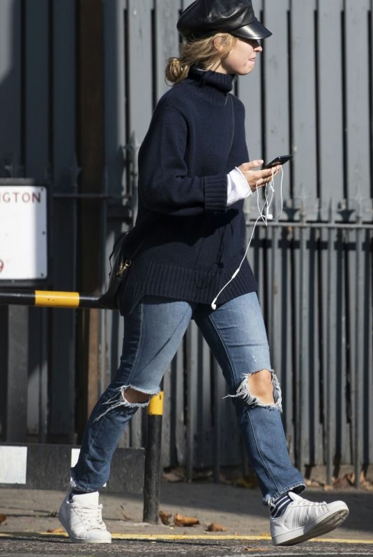 LILY JAMES in Ripped Jeans Out in London 10/05/2018