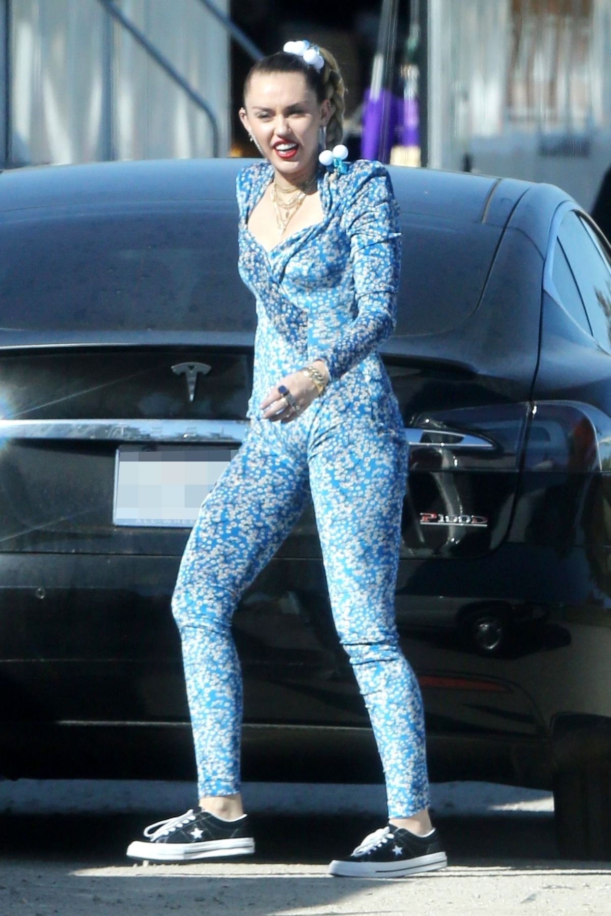 MILEY CYRUS in a Jumpsuit on the Set of Her Latest Project in Los Angeles  10/18/2018 – HawtCelebs