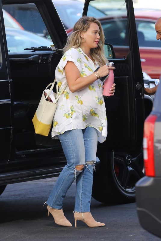 Pregnant HILARY DUFF Arrives at Appointment in Los Angeles 10/08/2018
