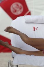 GIADA DE LAURENTIIS in a White Bikini Top at a Beach in Miami 02/22/2019