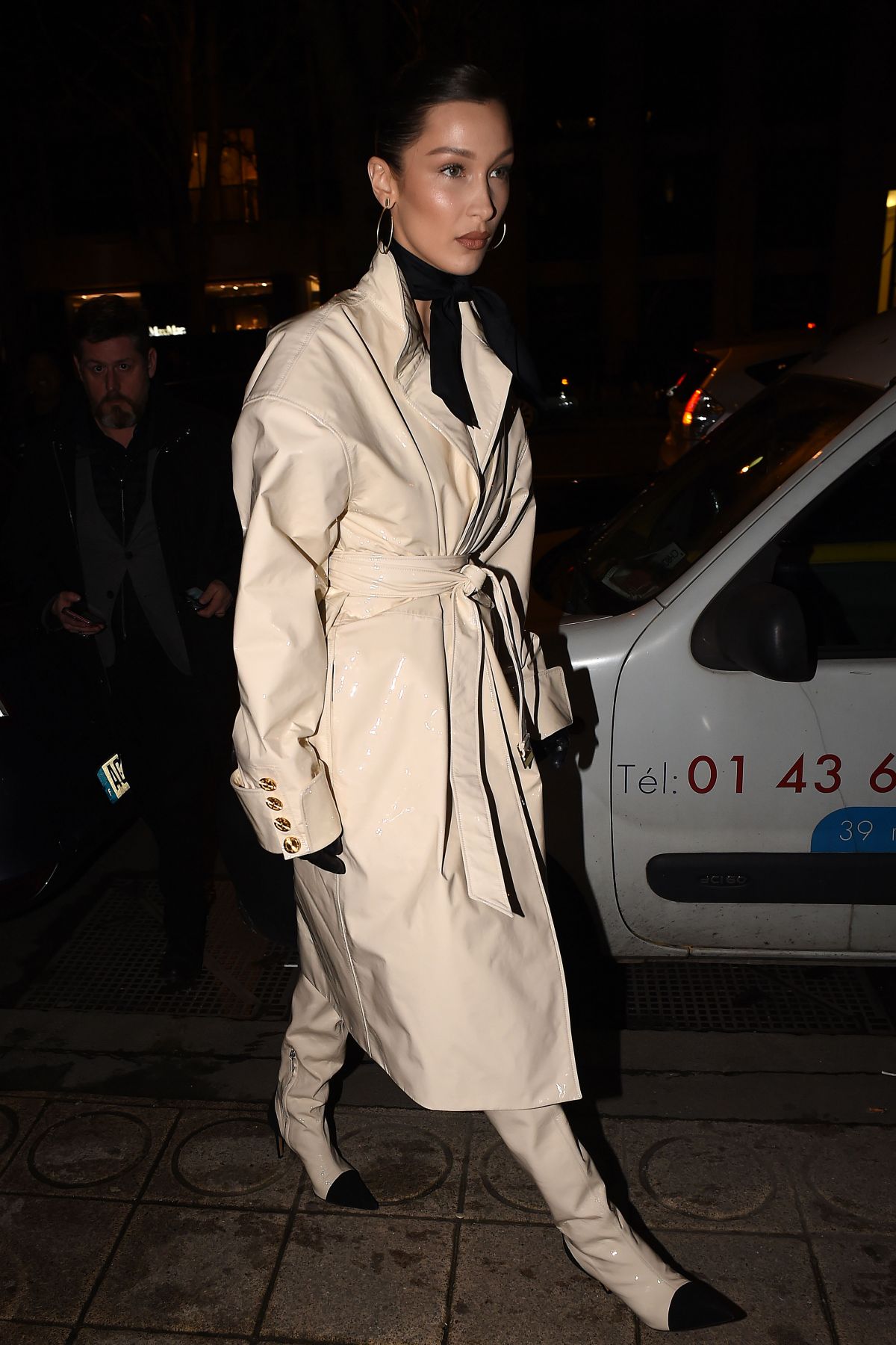 bella hadid seen arriving at the louis vuitton head office during paris  fashion week f-w 2019 in paris, france-040319_1