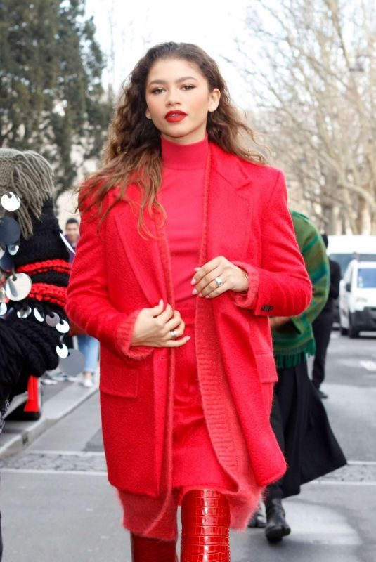 ZENDAYA COLEMAN All in Red Out in Paris 02/28/2019