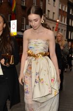 LILY COLLINS Out and About in London 04/29/2019