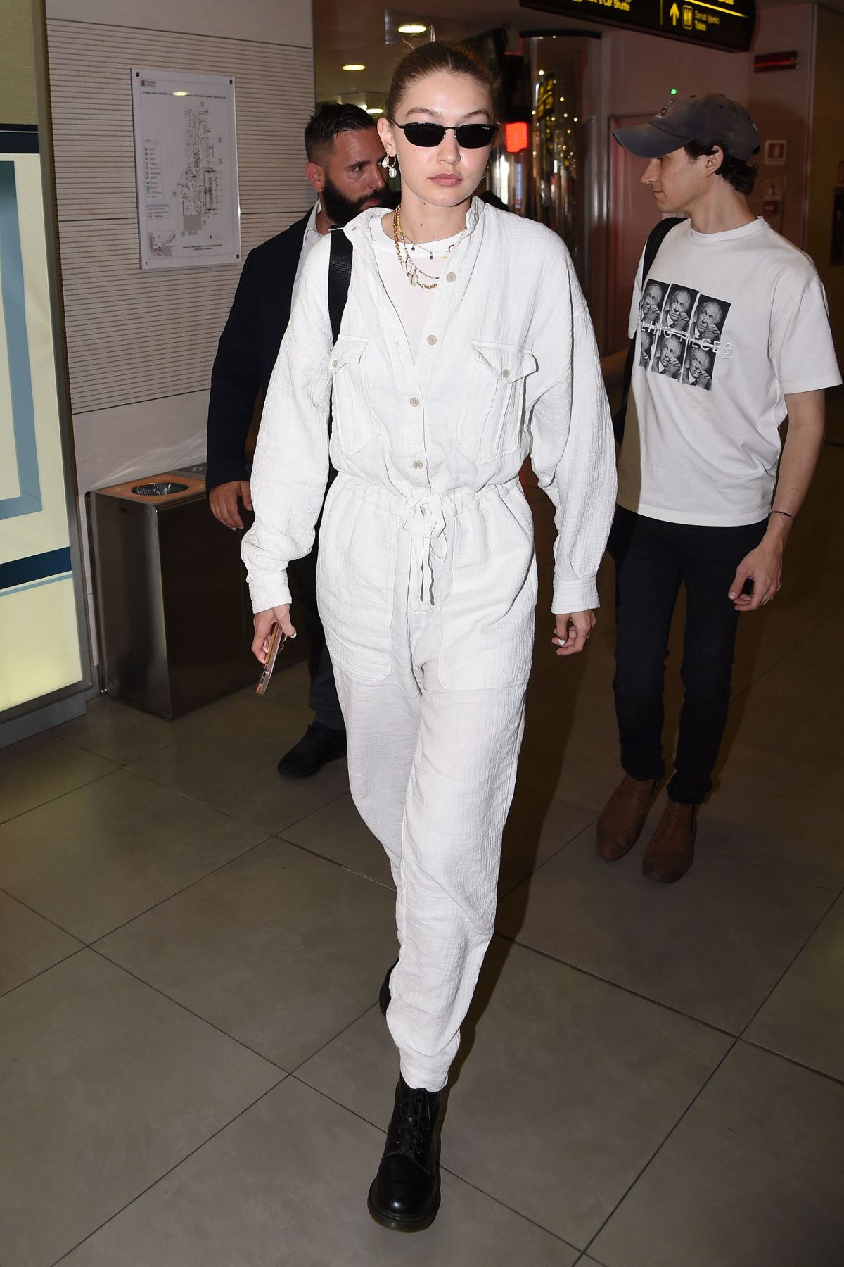 Gigi Hadid In Louis Vuitton Leaving the Royal Monceau Hotel in Paris