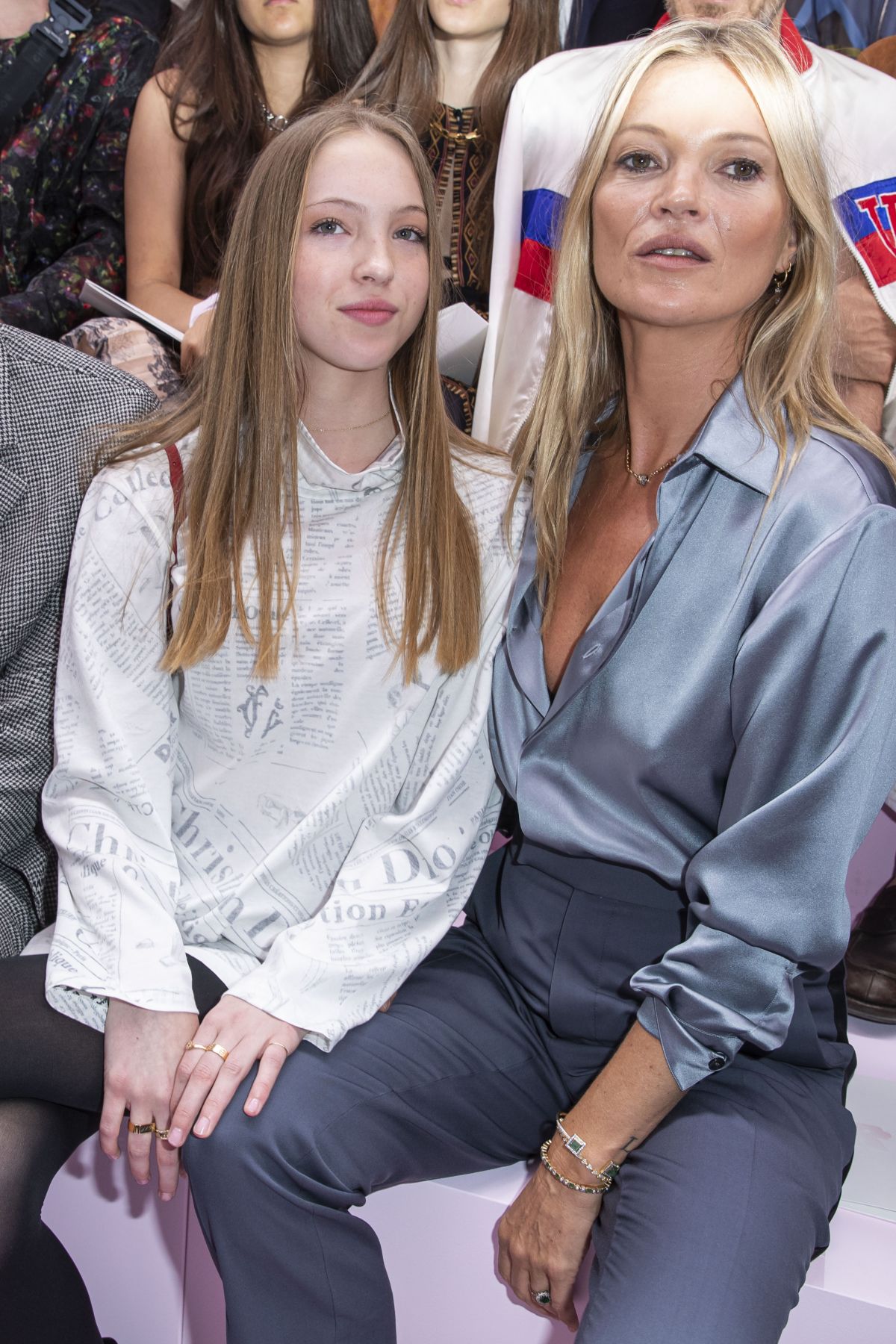 KATE MOSS and LILA GRACE MOOS HACK at Dior Show at Paris Fashion Week ...