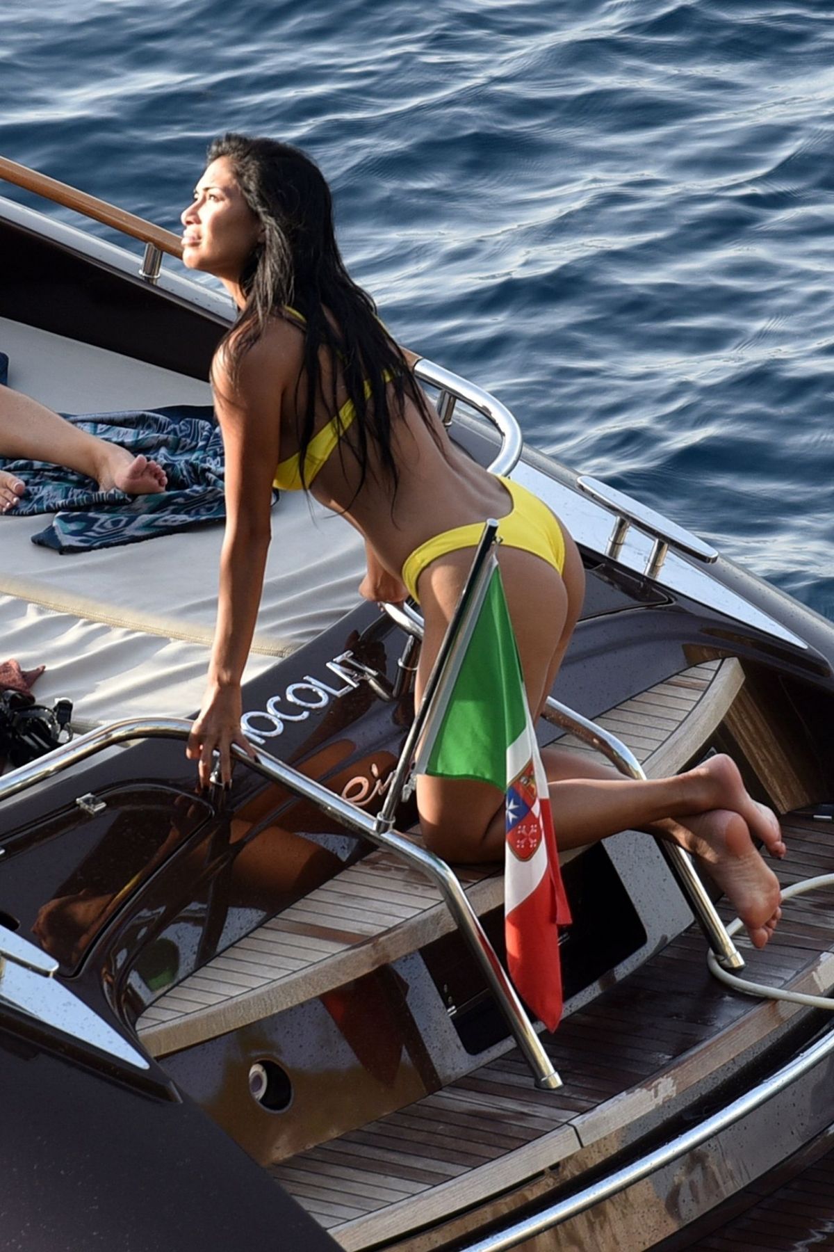 Nicole Scherzinger In Yellow Bikini At A Boat In Capri 06 15 2019