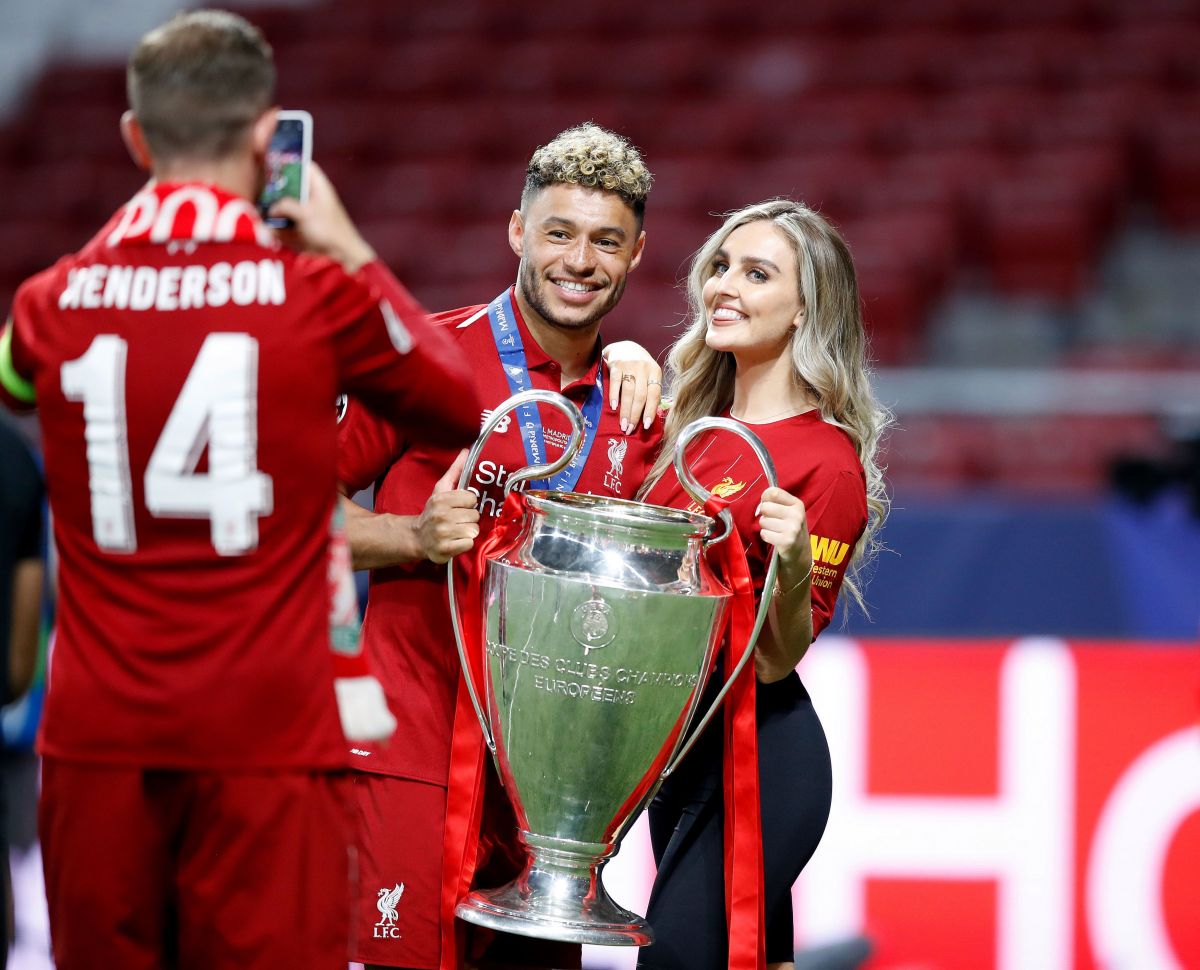 PERRIE EDWARDS and Alex Oxlade-Chamberlain at UEFA Champions League ...