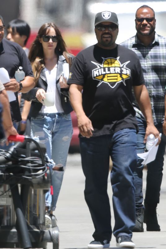 DAKOTA JOHNSON and Iice Cube on the Set Covers in Los Angeles 07/02/2019