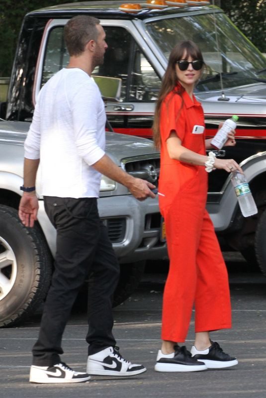 DAKOTA JOHNSON and Chris Martin Out for Lunch in The Hampton’s 08/05/2019