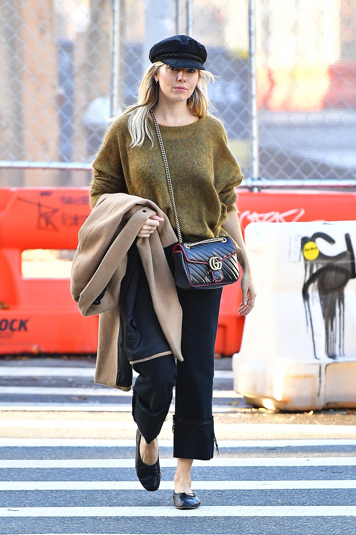 SIENNA MILLER in a Green Sweater Out in New York 10/23/2019 – HawtCelebs