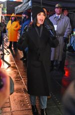LUCY HALE Filming on Times Square for New Years Celebrations in New York 12/31/2019