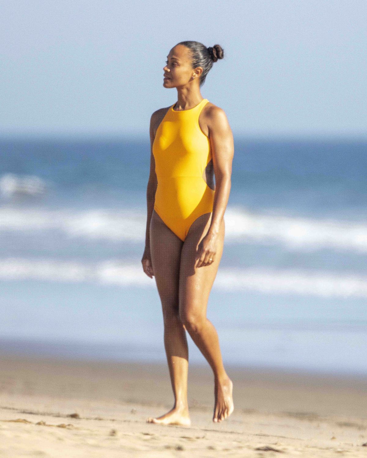 Zoe Saldana In Swimsuit At A Beach In Malibu 09062020 Hawtcelebs 