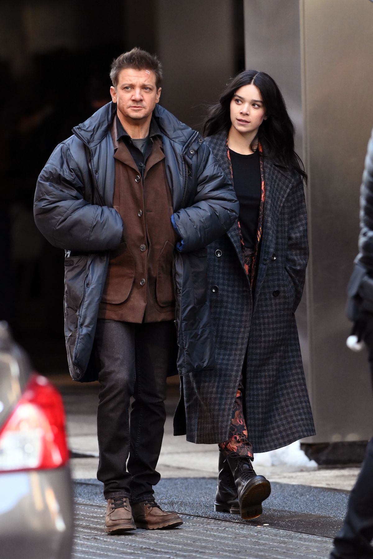 Hailee Steinfeld And Jeremy Renner Seen On The Set Of Hawkeye On The