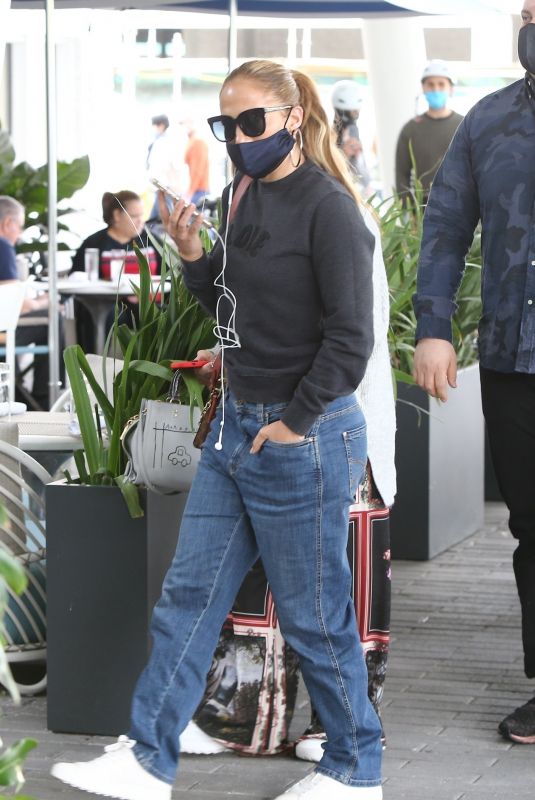 JENNIFER LOPEZ in Denim Out for Lunch in Miami 01/17/2021