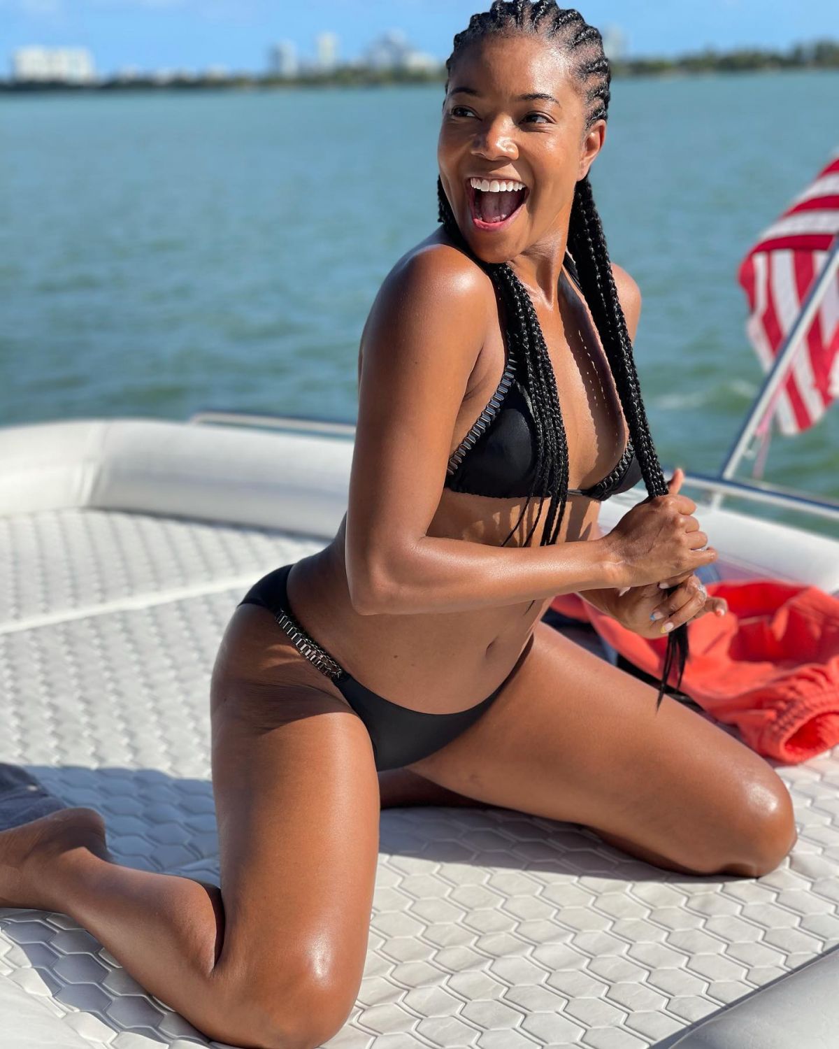 Gabrielle Union In Bikinis At A Boat Hawtcelebs