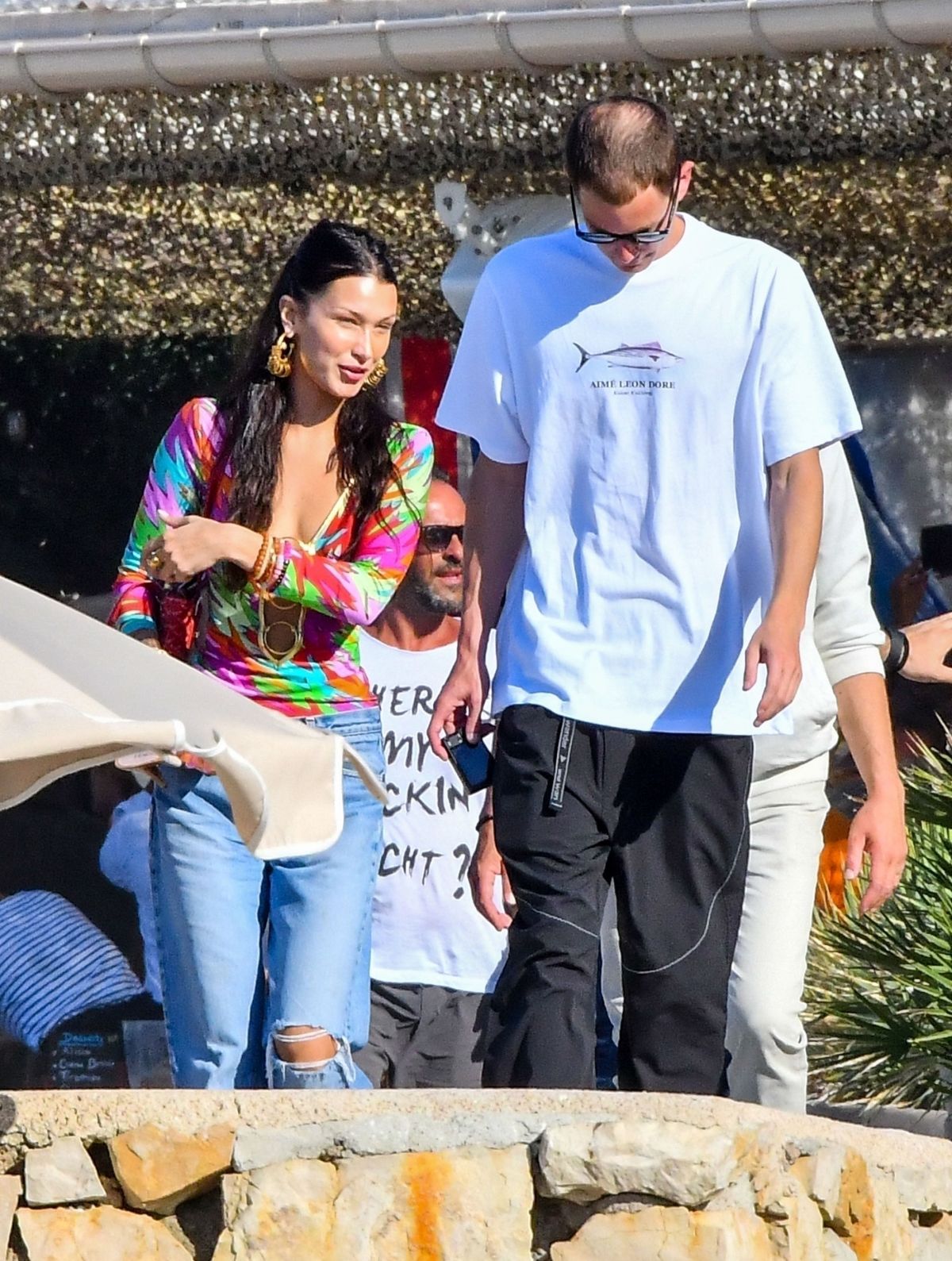 BELLA HADID and Marc Kalman Out Kssing in French Riviera 07/10/2021