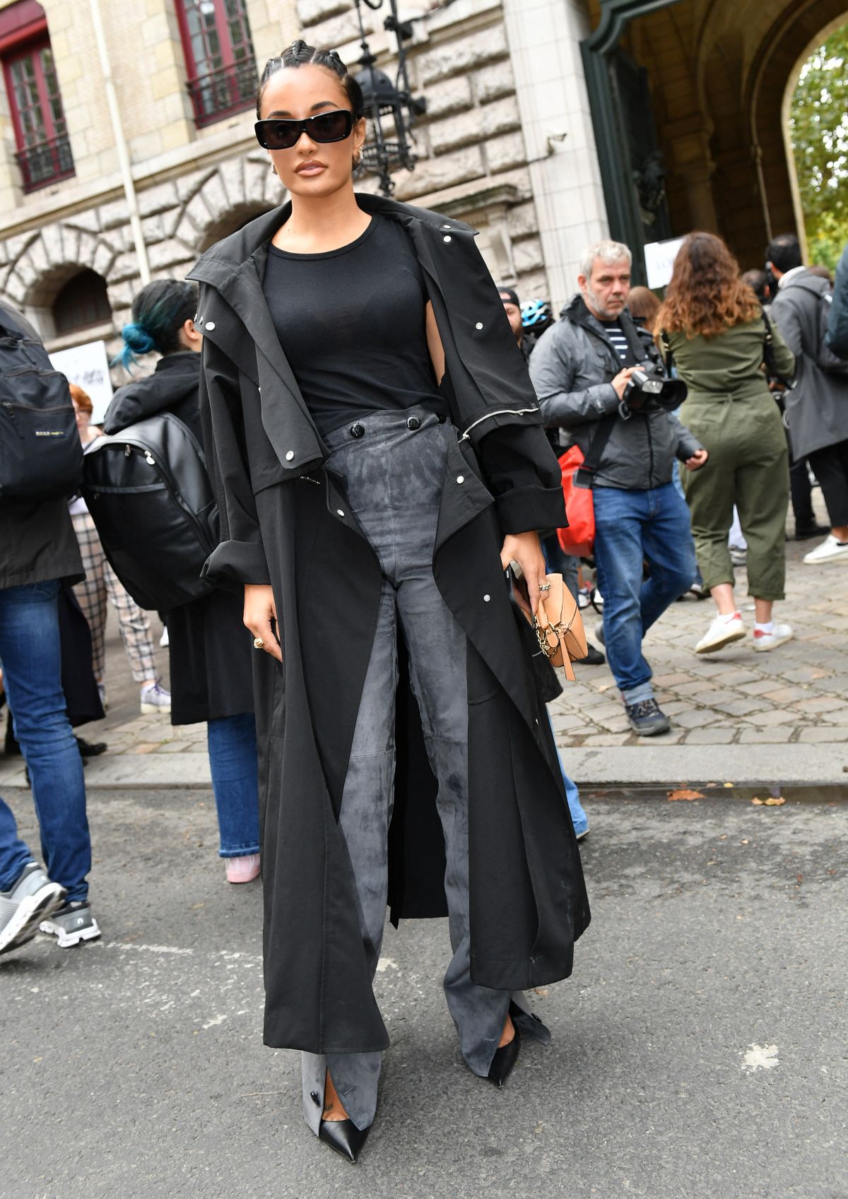AMINA MUADDI Arrives at Loewe Spring/Summer 2022 Show at Paris Fashion ...