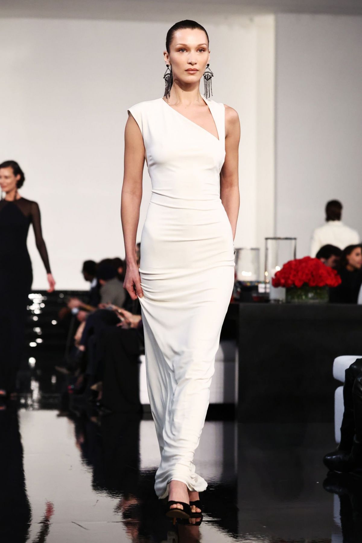 Bella Hadid in a White Ralph Lauren Tracksuit - New York 10/13/2021 •  CelebMafia