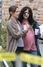 OLIVIA COOKE and HILARY SWANK on the Set of Brother