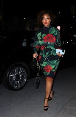 JORDYN WOODS Out for Dinner at Madeo Restaurant in West Hollywood 10/15/2022