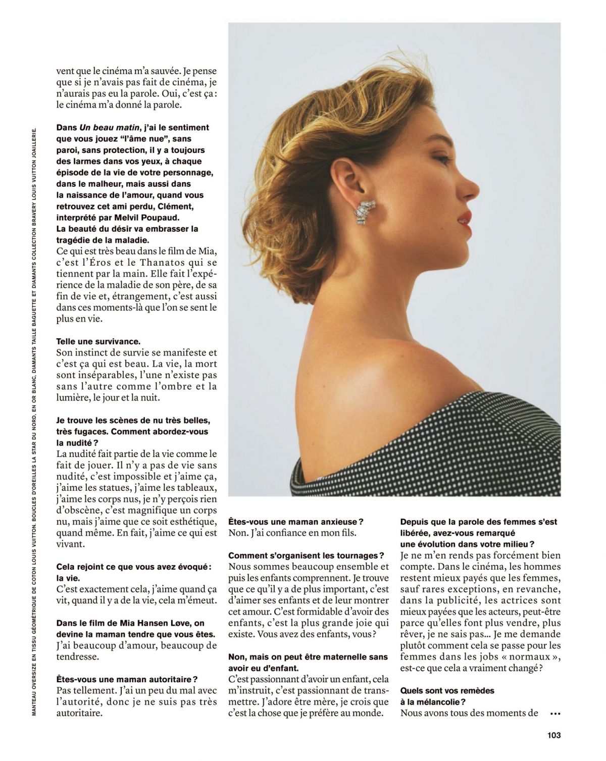 Worn by Lea Seydoux in C Magazine