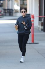 LUCY HALE Out for Morning Coffee at Blue Bottle Coffee in Studio City 10/30/2022