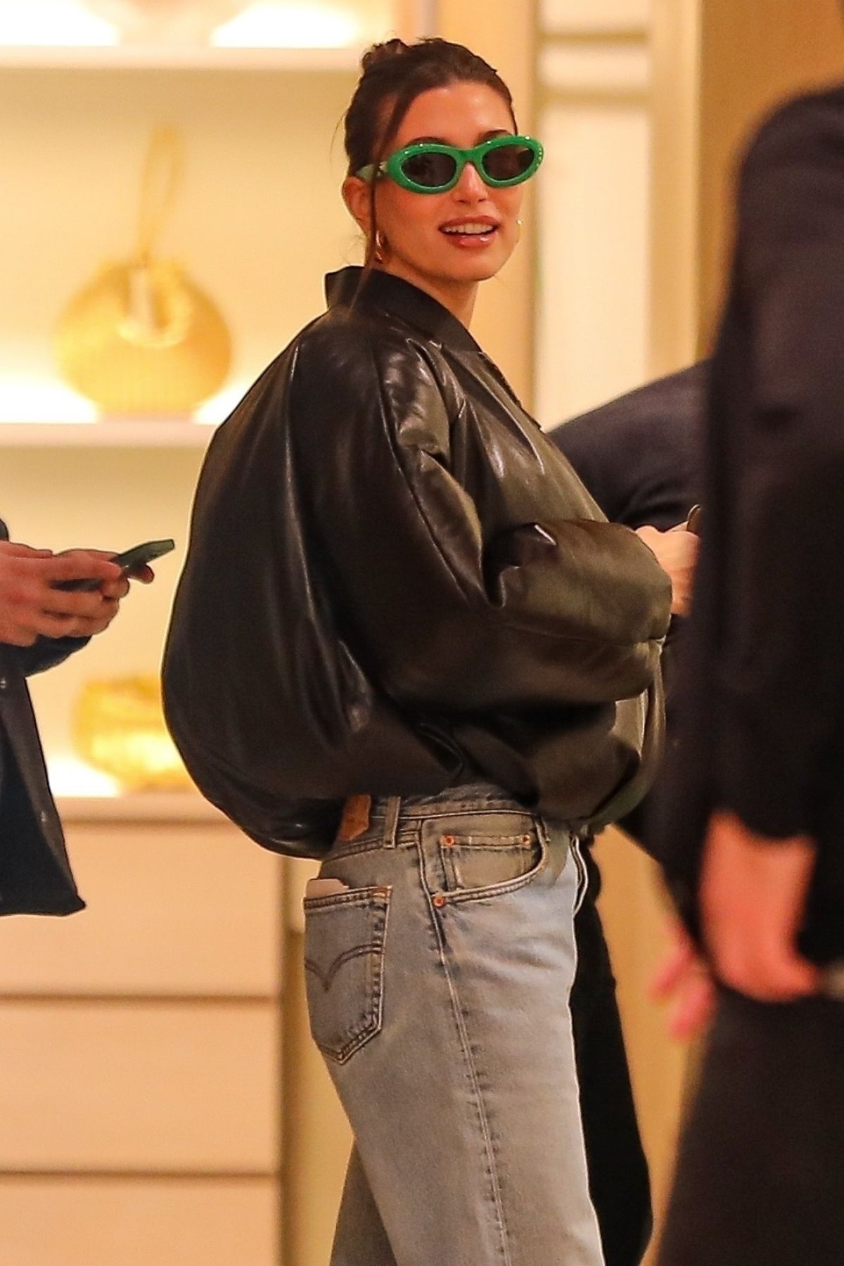 Hailey Bieber carries Bottega Veneta Andiamo Bag New York City June 16,  2023