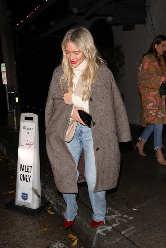 HILARY DUFF Leaves Craig’s in West Hollywood 12/30/2022