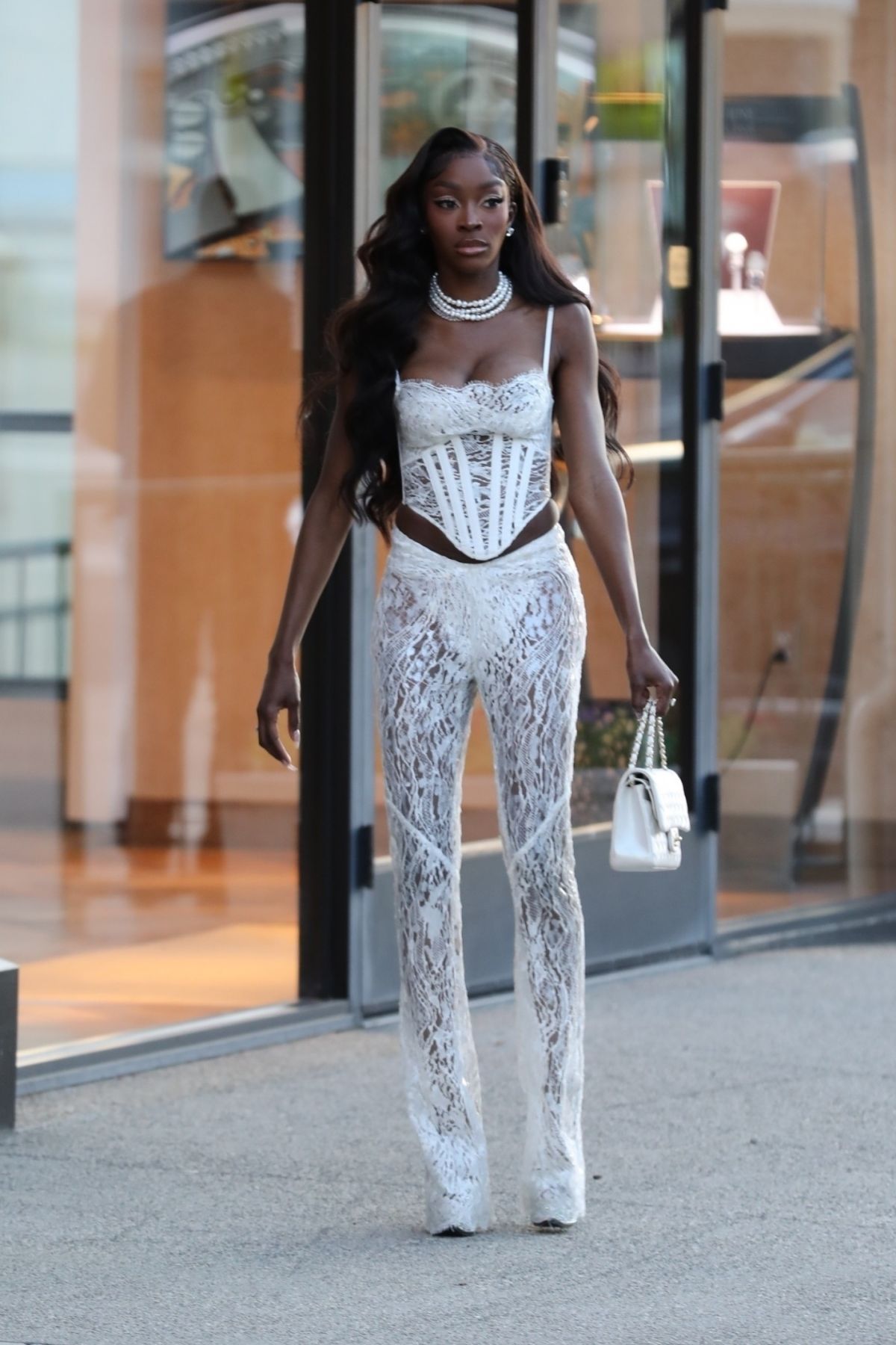 WornOnTV: Chelsea's white lace corset top and pants on Selling Sunset, Chelsea Lazkani