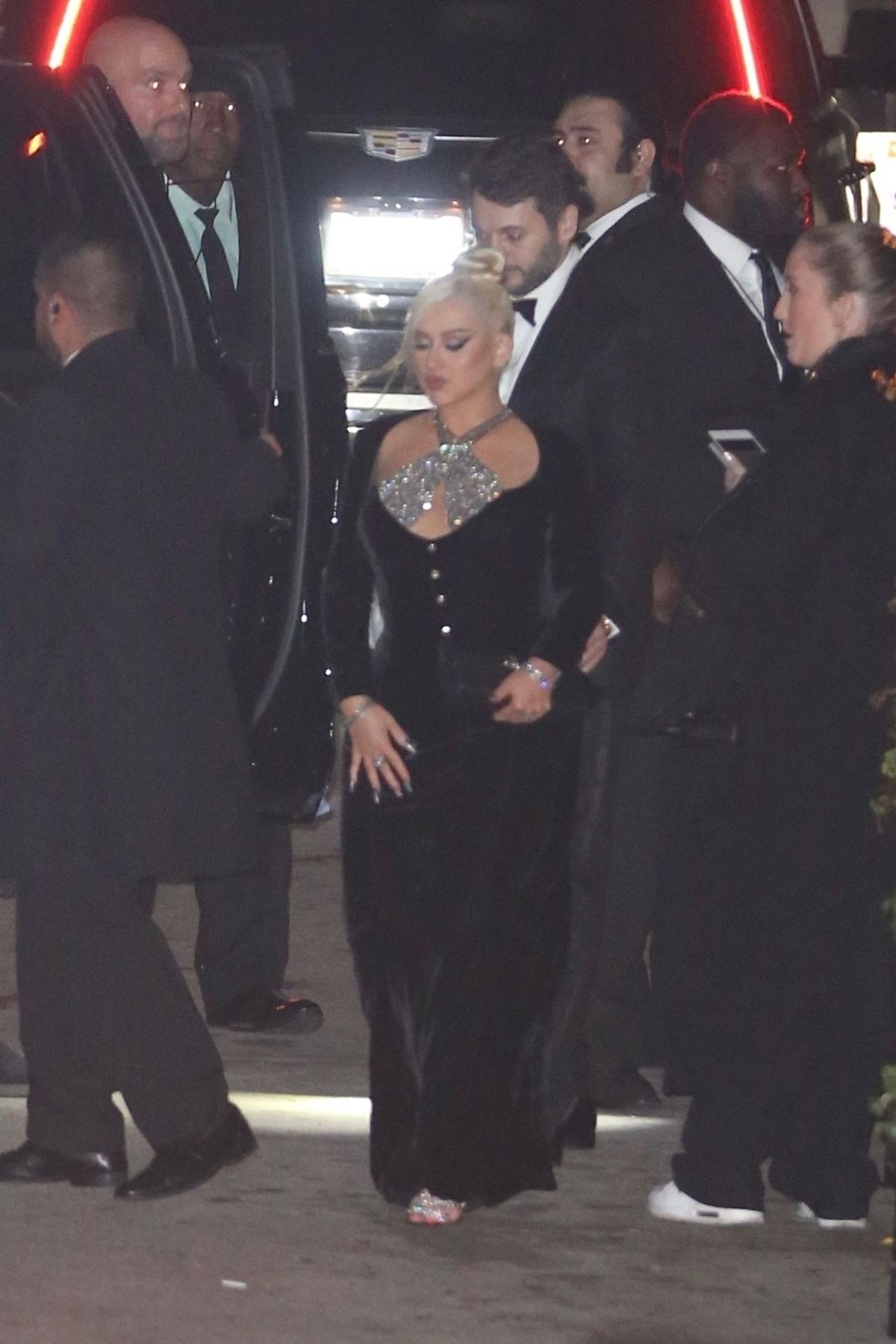 CHRISTINA AGUILERA Arrives at Jay Z and Beyonce’s Oscar Party in West