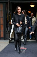 GAL GADOT in Leather Pants, Black Boots and a Black Blazer Out in New York 04/28/2023