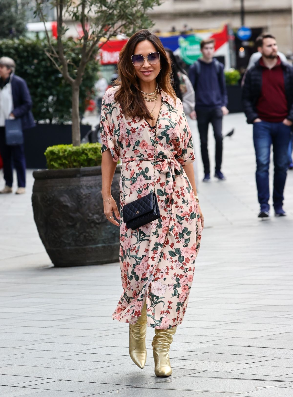 MYLEENE KLASS in a Floral Split Dress Leaves Smooth Radio in London 04 ...